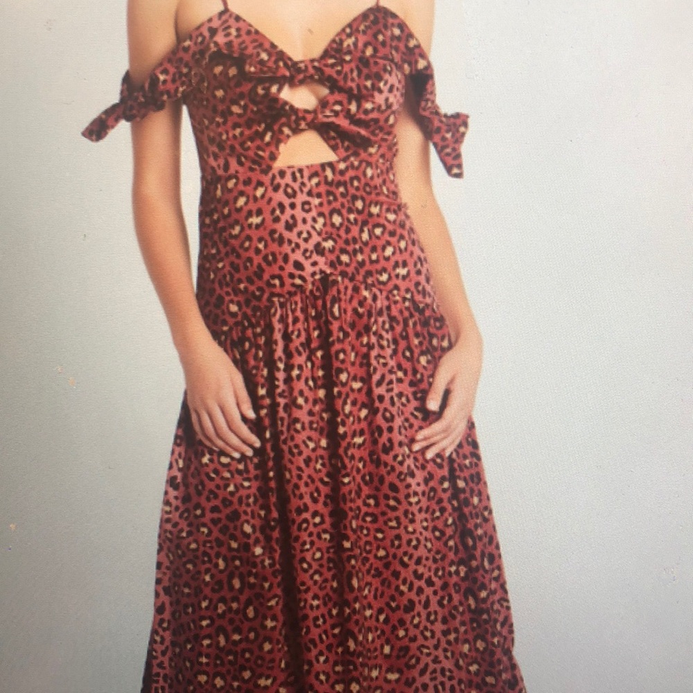 Rebecca Taylor Leopard Bow Midi Dress